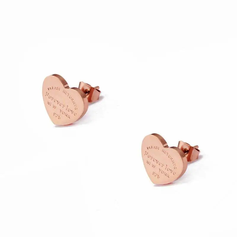 Stainless Steel Forever Love Heart Earrings Small Cute Stud Earrings for Women Wedding Party Jewelry