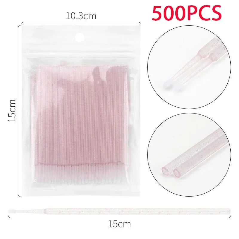 500/1000PCS Eyelash Cleaning Brush Highly Colorful Crystal Brush Eyelash Micro Brush Beauty Makeup Clean Remover Tool Wholesaler