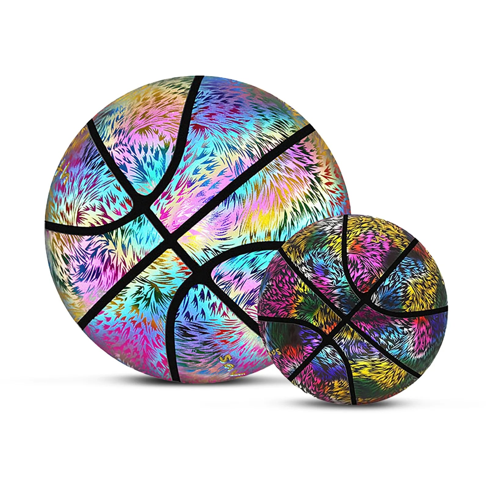 Holographic Glowing Reflective Basketball Size 7 Wear Resist PU Luminous Basket Ball for Adults Reflective Glowing Basketball