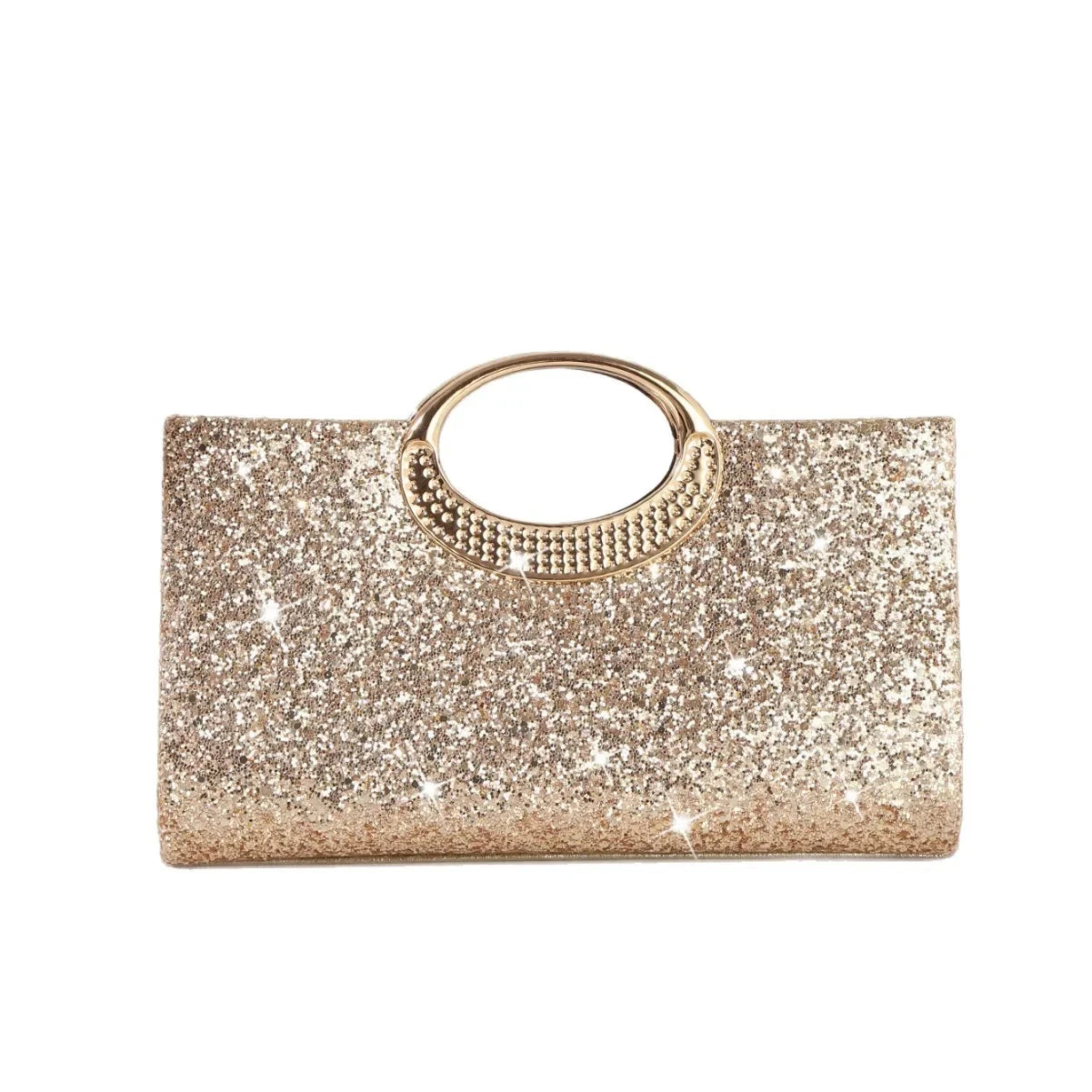 Retro Large round Ring Clutch Bag Evening Bag High Texture Flash Fashion Trend Handheld Bag Polyester Fiber Vintage Style