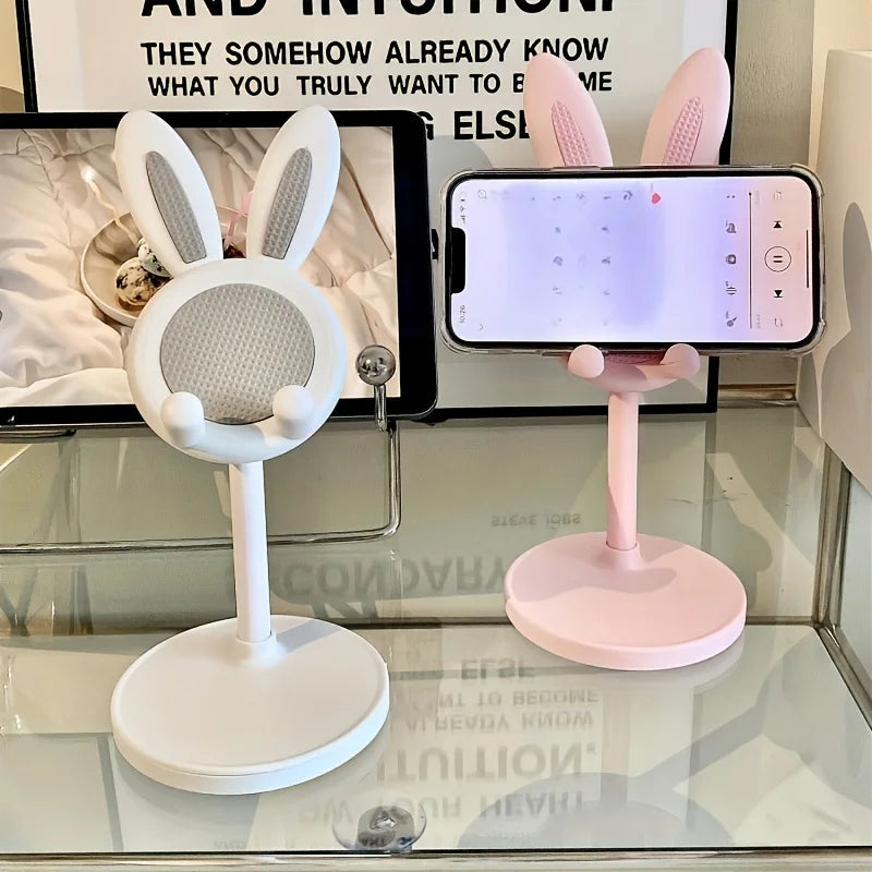 Pink Cartoon Little Rabbit Desktop Mobile Phone Stand Tablet Computer Stand Adjustable Telescopic Lift Student Lazy Person Stand
