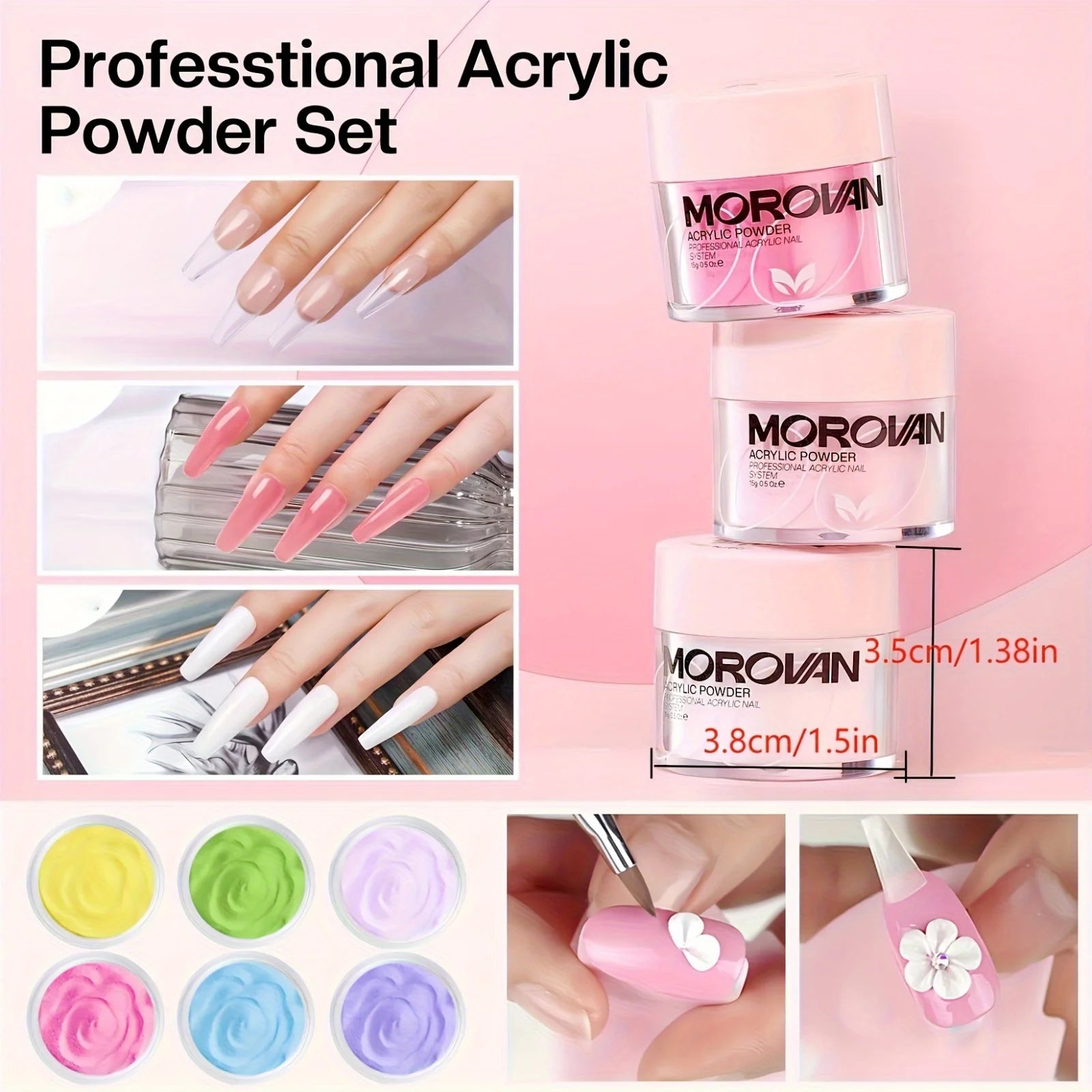 Morovan Acrylic Nail Kit for Beginners: with Everything Professional Gel Polish Kit with U V Lamp Acrylic Nail Set with Glitter