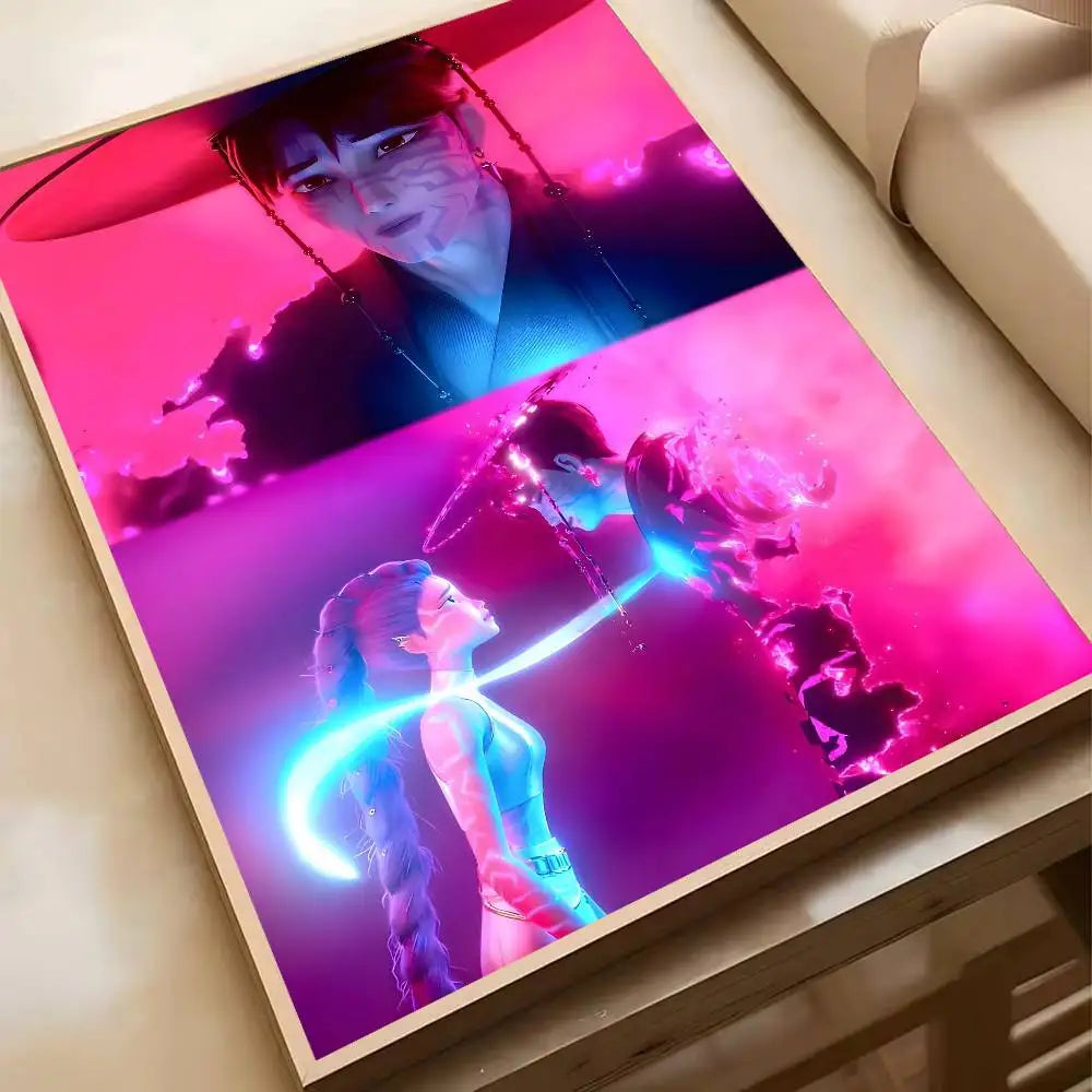 Hot Movie K-pop D-Demon H-Hunters Anime Poster Waterproof HD Art Wall Decal Self-Adhesive Print. Aesthetic Home Room Decor for L