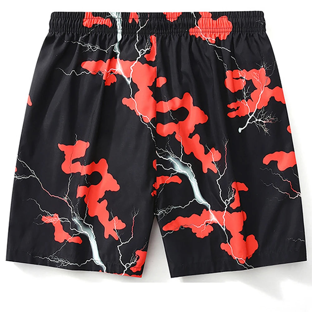 Summer Striped Beach Pants New Graffiti 3d Beach Shorts Outdoor Quick Dry Men's Ice Silk Beach Pants Summer Thin Casual Shorts