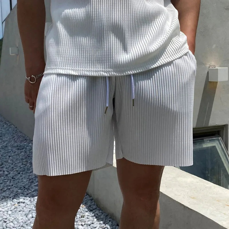 Men's Summer Quick Dry Breathable Gym Fitness Sports Running Ruffled Casual Shorts Workout Jogger Short Pants Loose Sweatpants