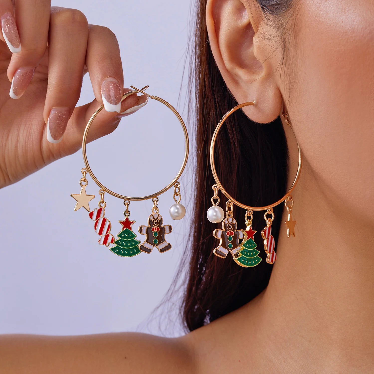 Cute Nutcracker Soldier Pendant Earrings For Women Shiny Rhinestone Imitation Pearl Elegant Earrings Christmas New Year Jewelry