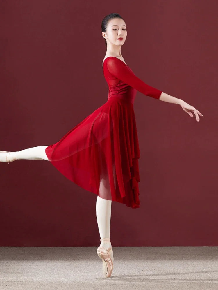 Ballet Dress Classic Dance Costume Long Lyrical Contemporary Dress Lace Ballerina Dancewear Dance Clothes Women Dress Skirt