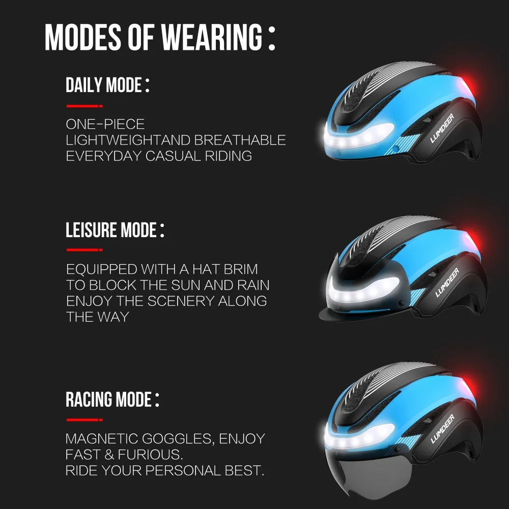 Horntour New Bicycle Helmet Road cycling bicycle helmet with led Men and Women Outdoor Sports Integrally Molded lightweight