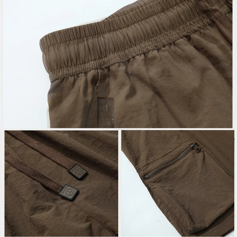 Super Large Size 12xl 11xl Men Shorts Hips 176cm Quick Dry Ice Silk Cool 100% Nylon Big Pocket Fat 10xl 9xl 8xl Sweatshorts Male