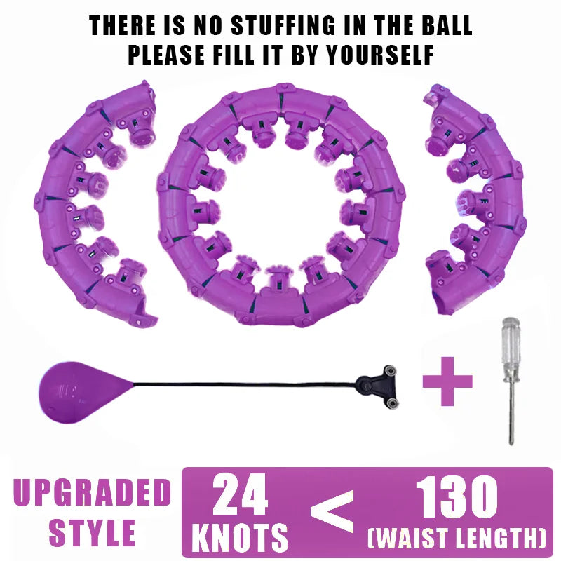 24 Section Adjustable Smart Weighted Sport Hoop Weight Loss Massager Abdomen Thin Waist Fitness Ring Indoor Fitness Equipment