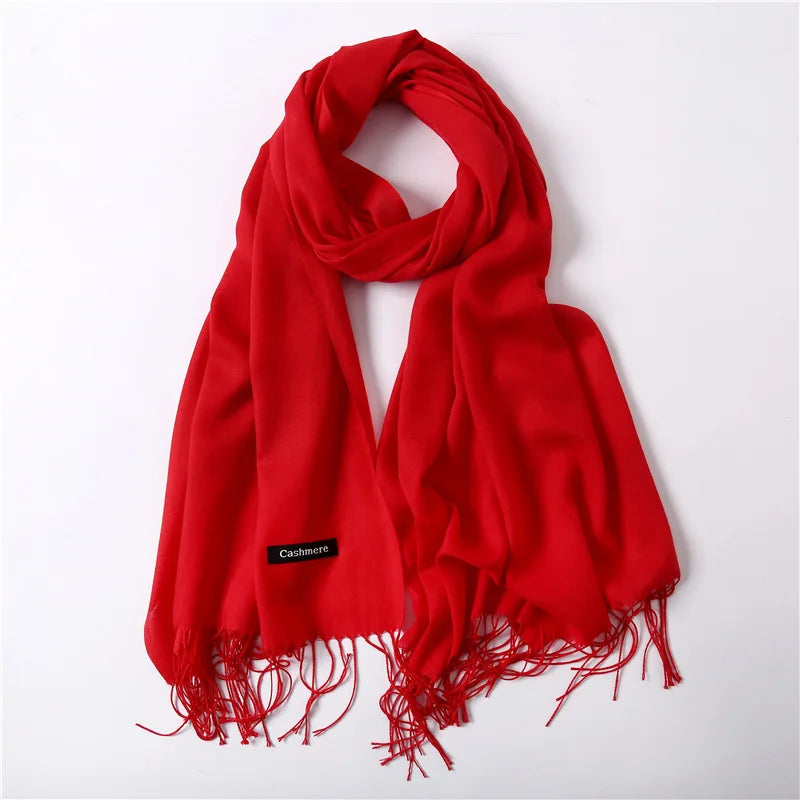 Fashion Solid Scarf Women Cashmere Soft Winter Warm Scarves Hijab Female Long Headband Shawl Wraps Bandana Foulard 2022 Echarpe
