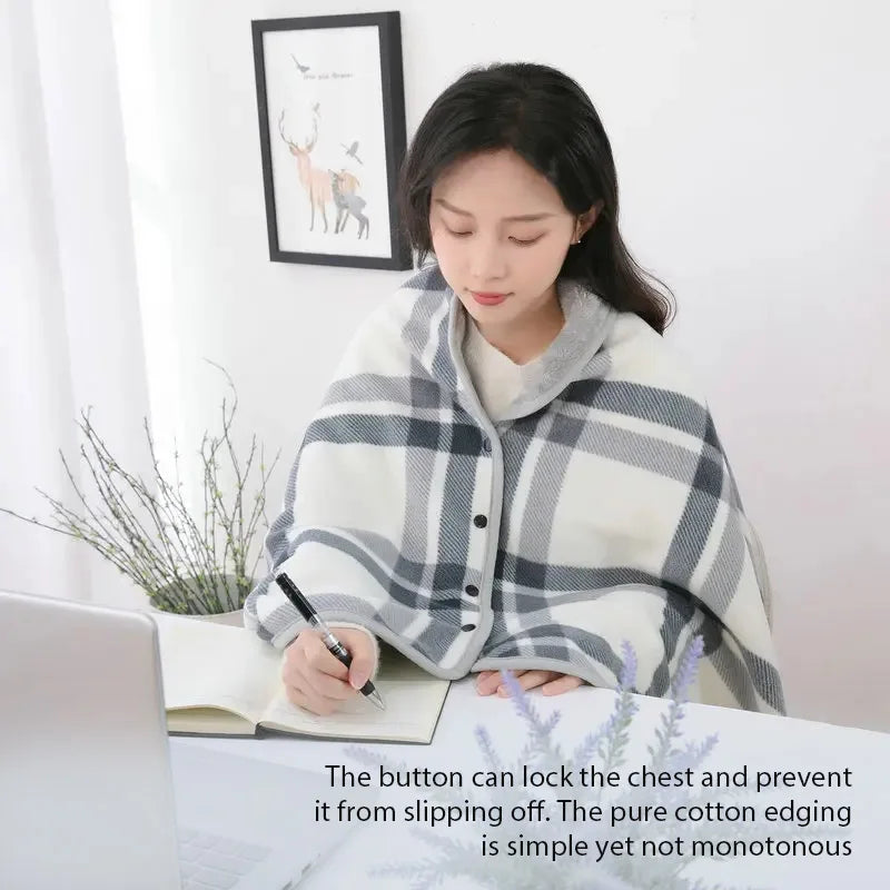 1 PC Buckle Shawl Soft-to-the-touch Blanket Lightweight Shawl Lunch Break Blanket Winter Wearable Blanket for Office Dormitory