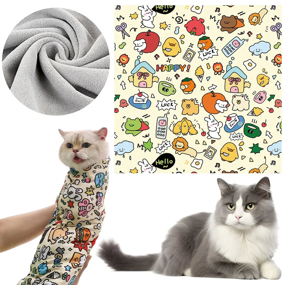 Cat Grooming Wrap Anti-Bite Cat Restraint Wrap Anti-Scratch Cat Calming Wrap Anti-Escape for Nail Trimming Cat Grooming Supplies