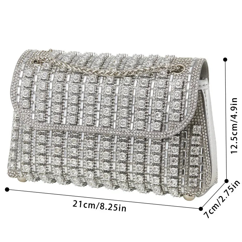 Gold Diamond Clutch Bag Fashionable Luxury Designer Evening Purse for Women Versatile Handbag Shoulder Bag Wallets for Women