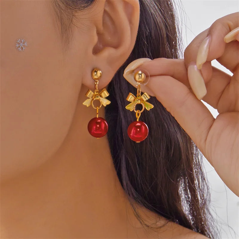 Trendy Christmas Asymmetrical Santa Claus Snowman Snowflake Dangle Earrings for Women Xmas Tree Earring Girls New Year Jewelry