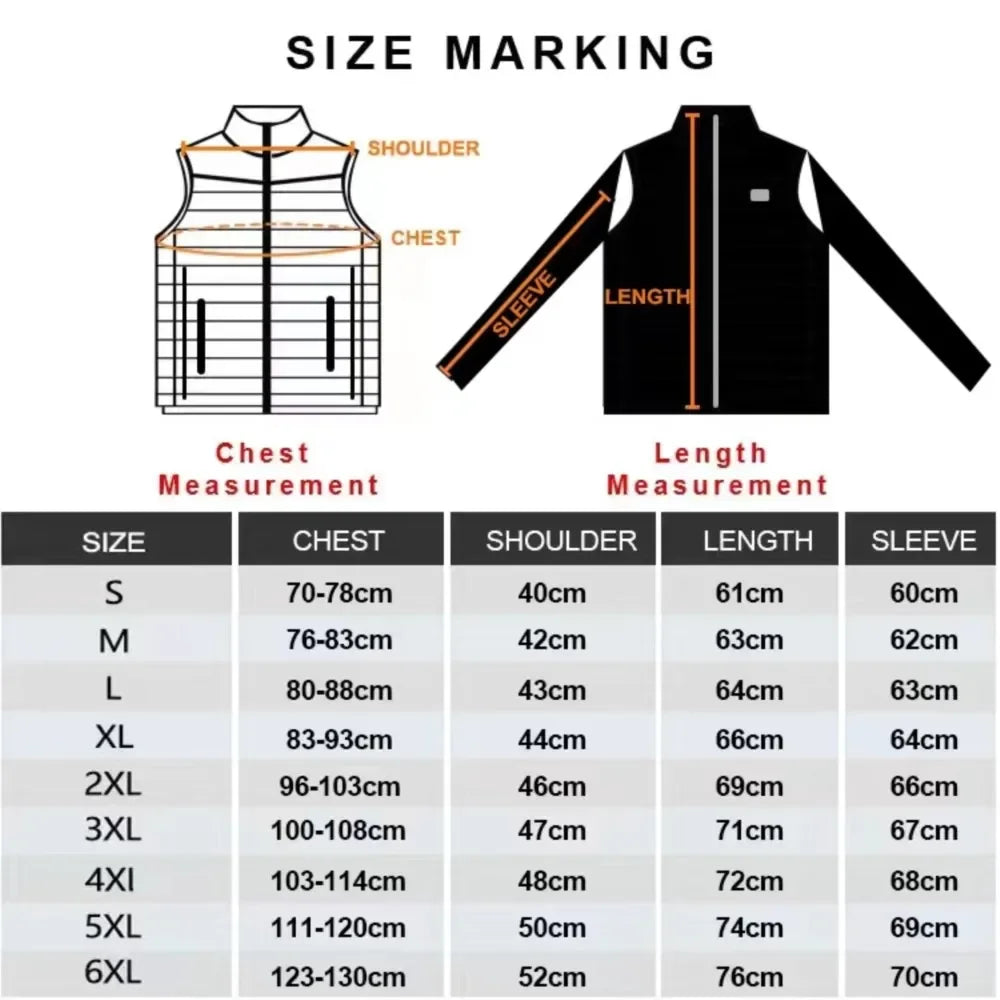 New Heated Jacket Men Women Coats 9/21 Areas USB Self Heated Clothing Winter Ski Camping Heated Down Jacket with Detachable Hood