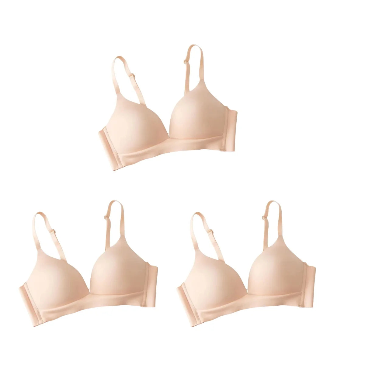 3Pcs/Set Seamless Bras For Women Non-wire Glossy Underwear Push Up Bra Without Steel Ring 3/4 Cup Female Comfort Lingerie
