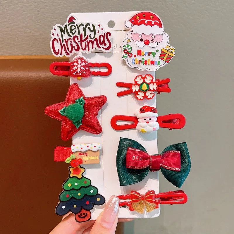 Christmas cartoon hair clip for kids; cute bangs side clip; Santa Claus duck mouth clip; little girl side clip.