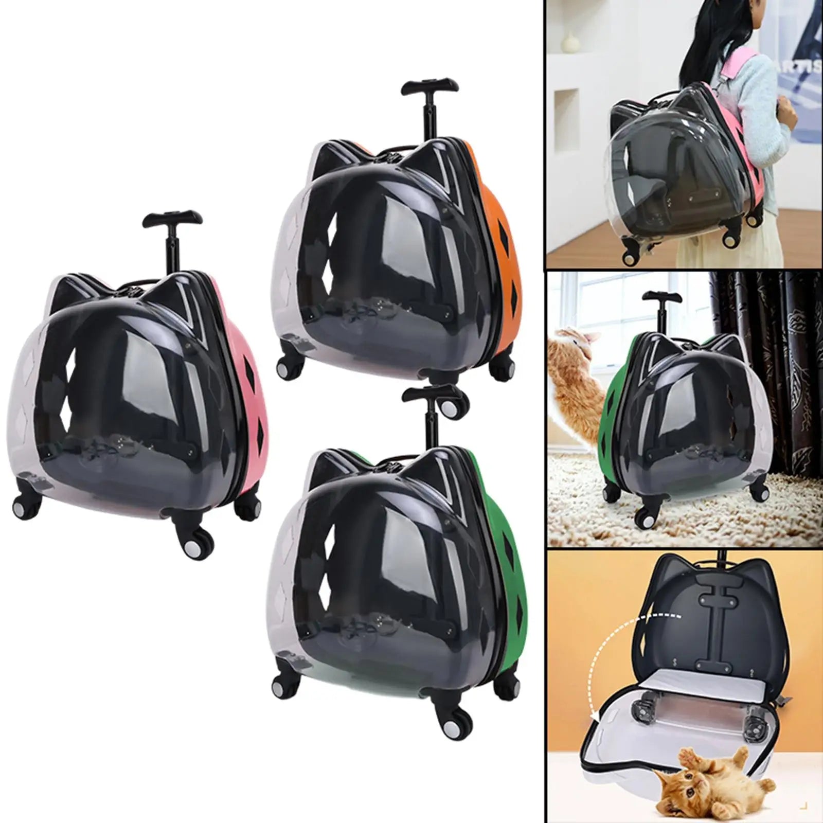Pet Rolling Carrier, Dog Backpack with Wheels, Cats, Puppy Travel Bag with Wheels, Dog Trolley