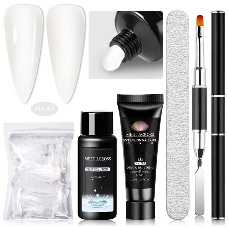 MEET ACROSS 5PCS/SET Extension Gel For Nails Finger Extension Gel Manicure Slip Solution Acrylic Nail Art Varnish DIY Tool