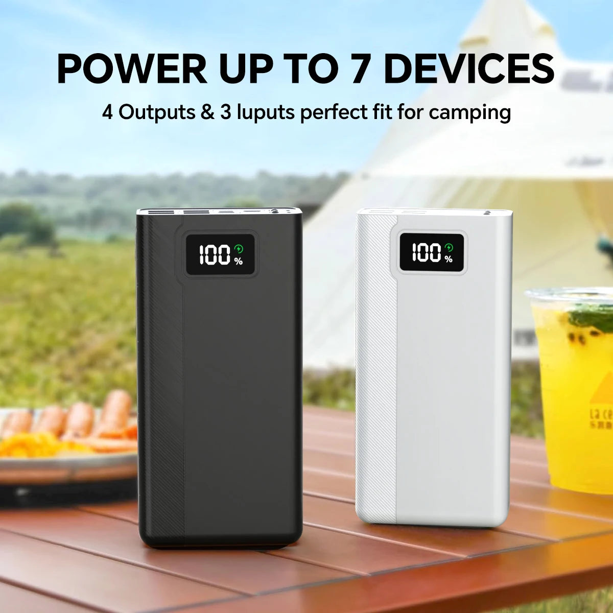 40000mAh Portable Large Capacity Mobile Power Bank, 4 Outputs And 3 Inputs, With LED Power Display, Suitable For Most Electronic