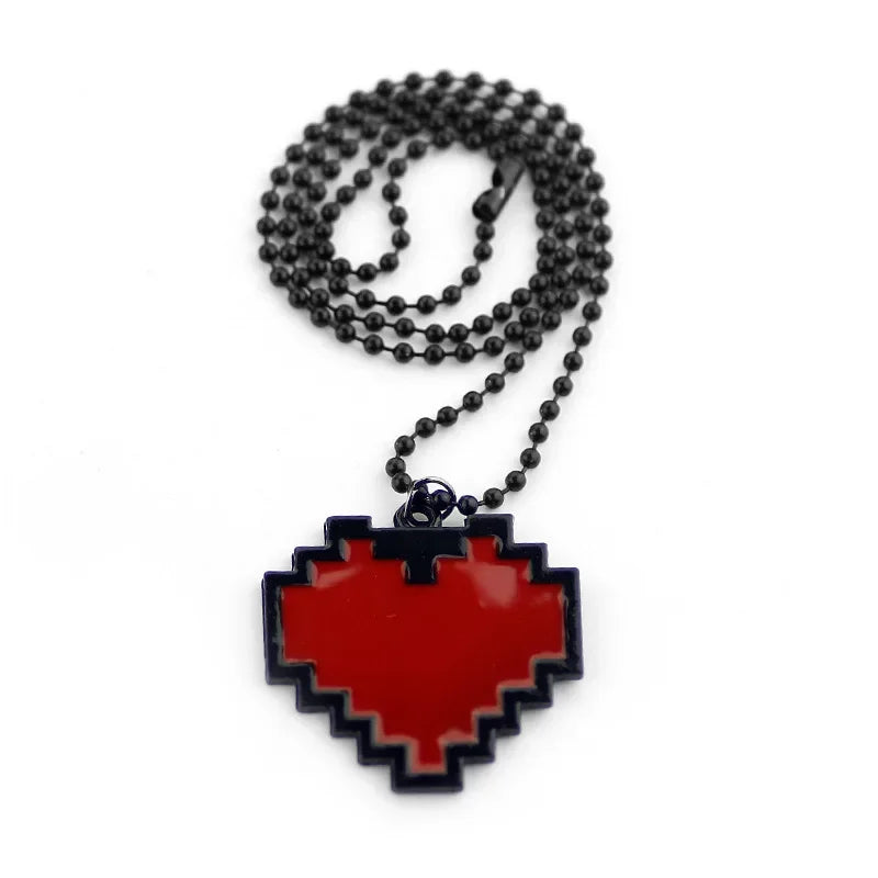 Game Undertale Necklace 3D Stereoscopic Pixel Heart Charm Necklace Cosplay Jewelry