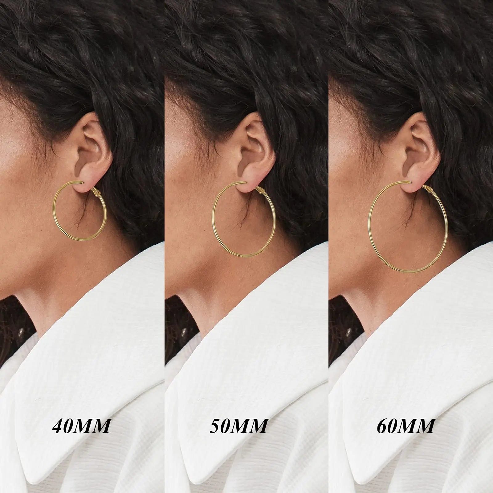 Hypoallergenic 925 Sterling Silver Post Circular ring 14K Gold Plated Hoop Earrings 40/50/60mm Women's Party Jewelry