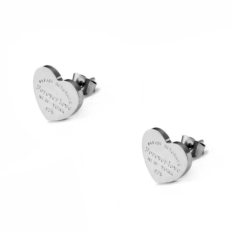 Stainless Steel Forever Love Heart Earrings Small Cute Stud Earrings for Women Wedding Party Jewelry