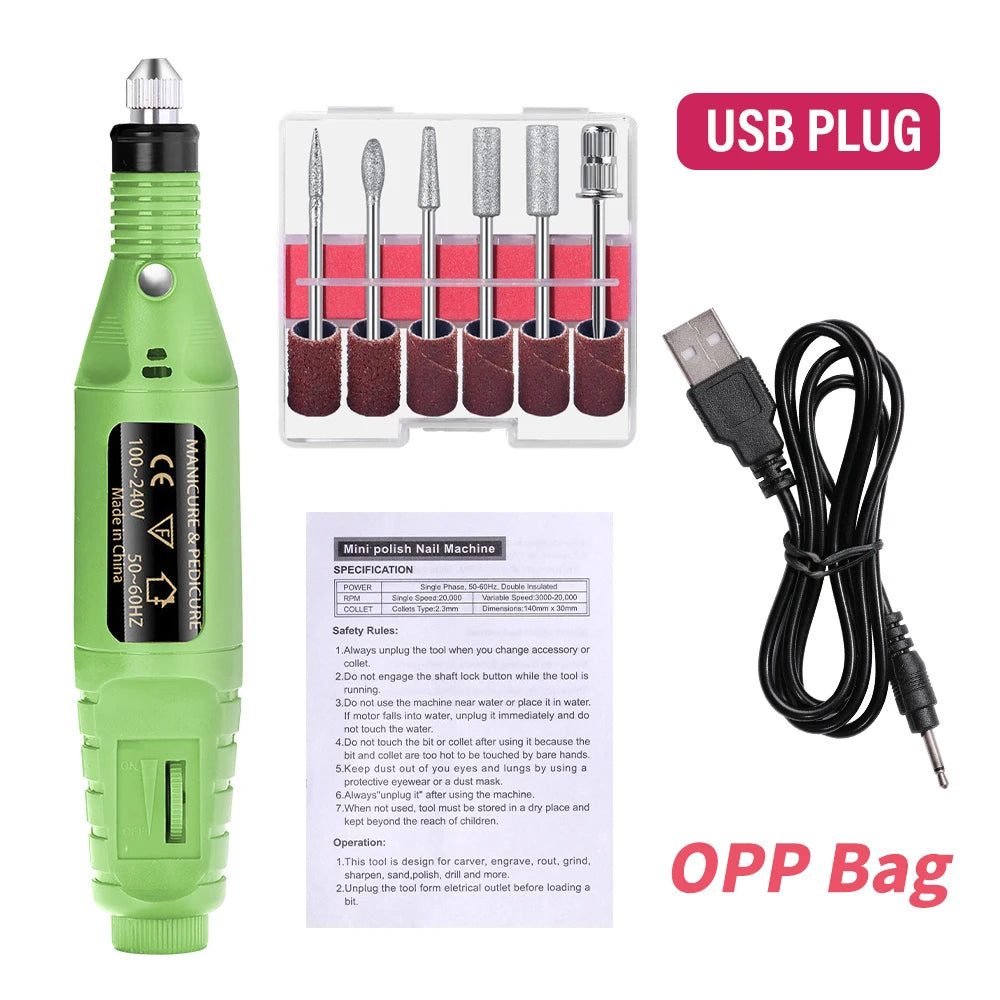 6 Color Portable Nail Polishing Machine NEW Nail Drill Machine Electric Nail Sander Nail Accessories Milling Cutter For Manicure