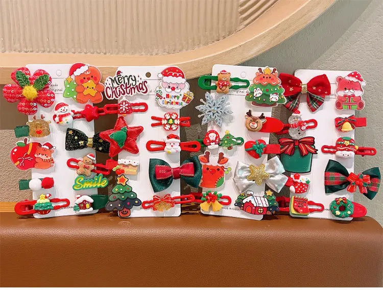 Christmas cartoon hair clip for kids; cute bangs side clip; Santa Claus duck mouth clip; little girl side clip.