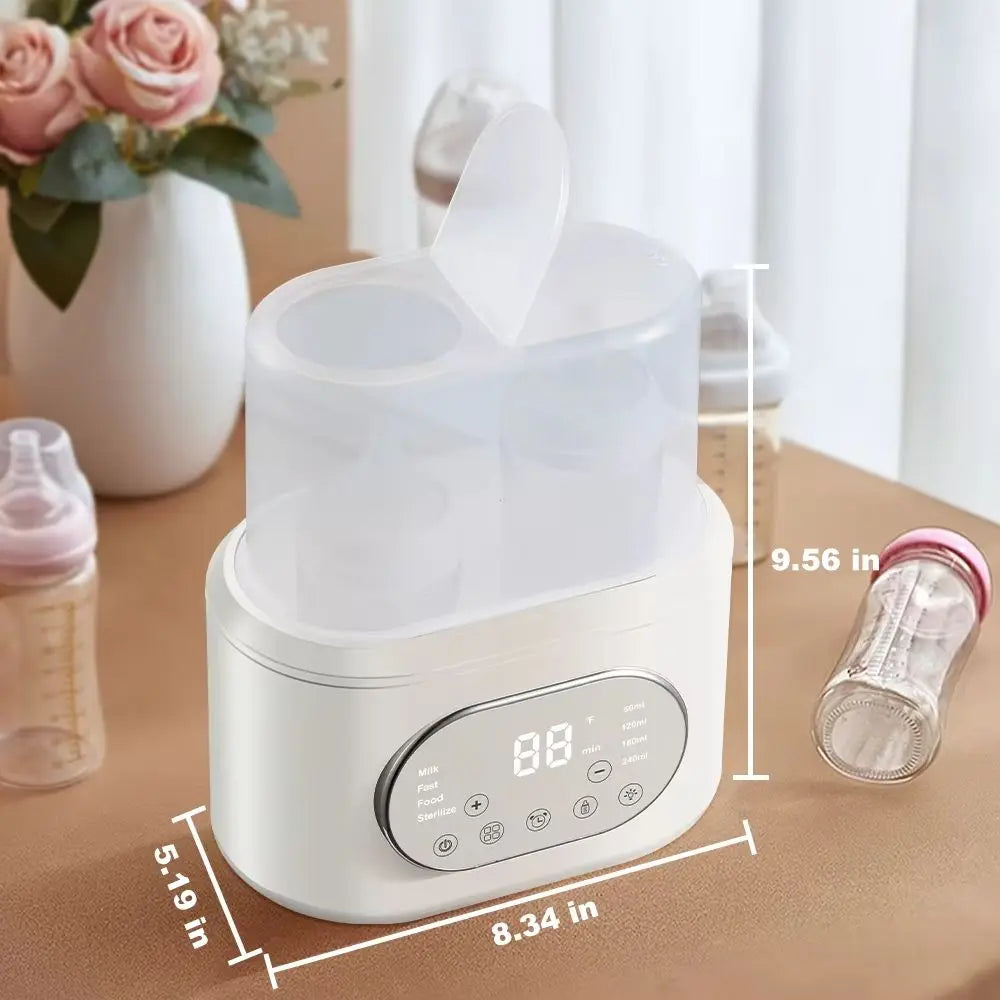 10-in-1 Baby Bottle Warmer Dual Fast Heating with Timer Precise Temp Control - Defrost/Steam for Breast Milk Formula Night Light