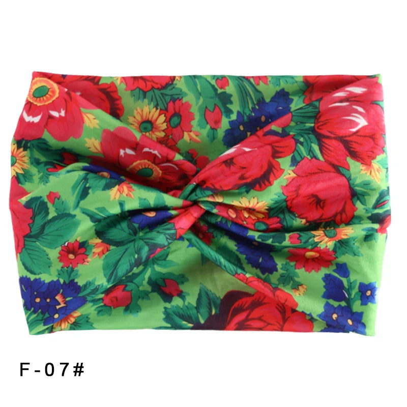 Printed Wide Elastic Headband Pilates Yoga  Running Cycling Hairband Turban Makeup Hair Hoop Makeup Headwrap for Women Girl