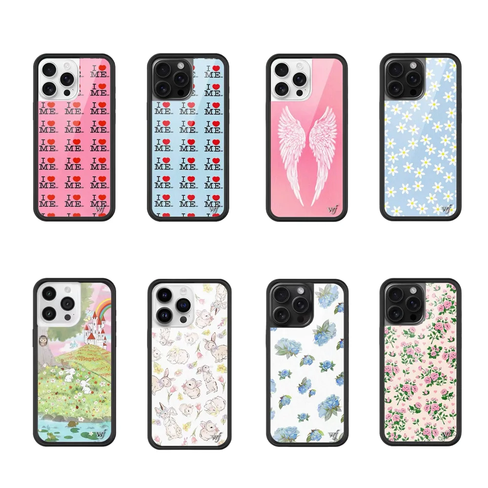 New Wildflower Angel Wing Phone Case for iPhone 17Pro 12 13 14 15 16 Pro Max Plus I Heart Me Call story Rabbit INS Cartoon Cover