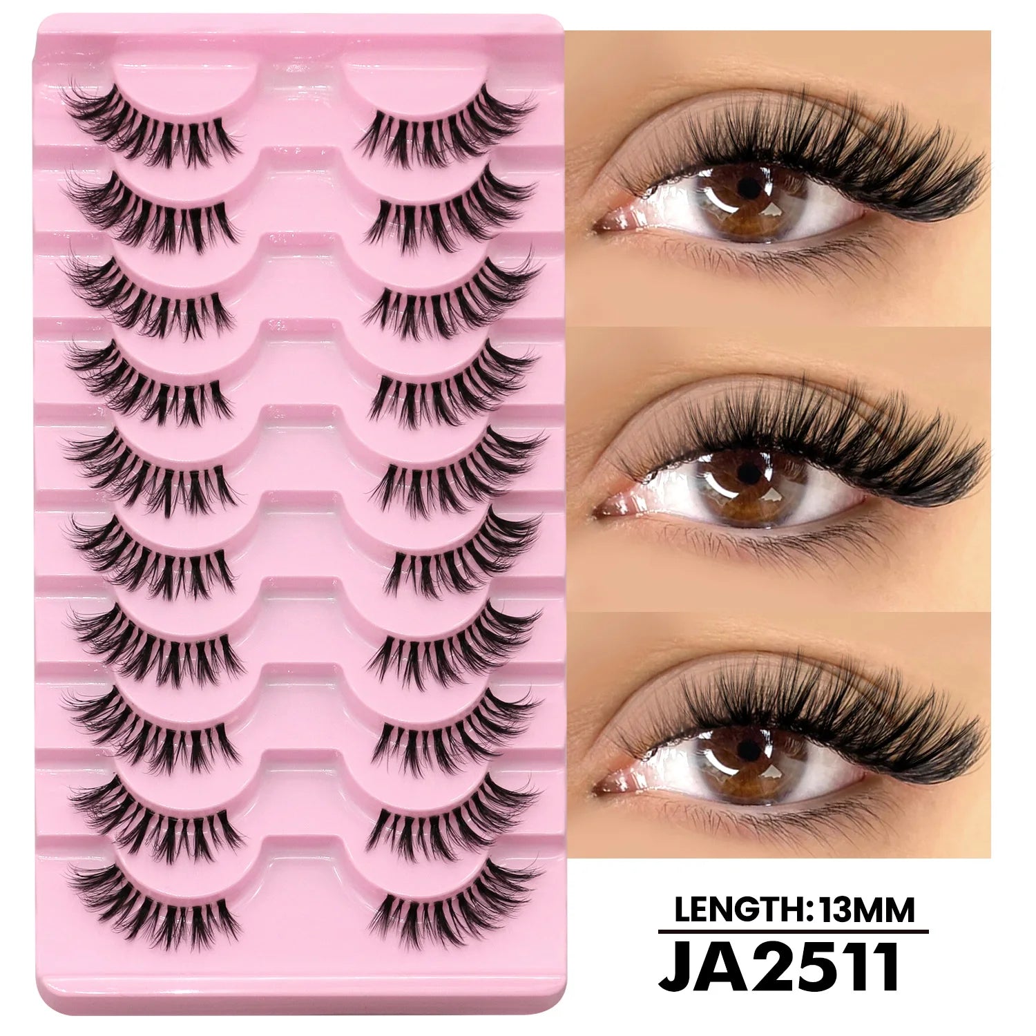 GROINNEYA Two Boxs Half Eyelashes Natural Fluffy Cat Eye Lashes Soft Wispy Faux Mink Lashes Winged End Eye Elongated Eyelashes