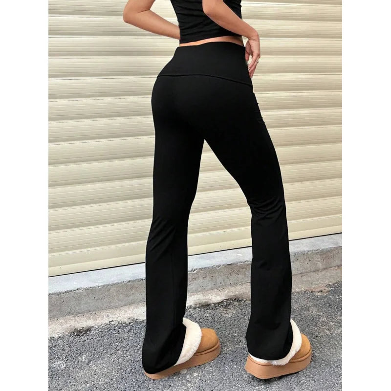 3pcs/Set Trouser Style Yoga Pants Women Elastic Waist Gym Workout Flare Leggings Casual High Waisted Bootcut Yoga Pants