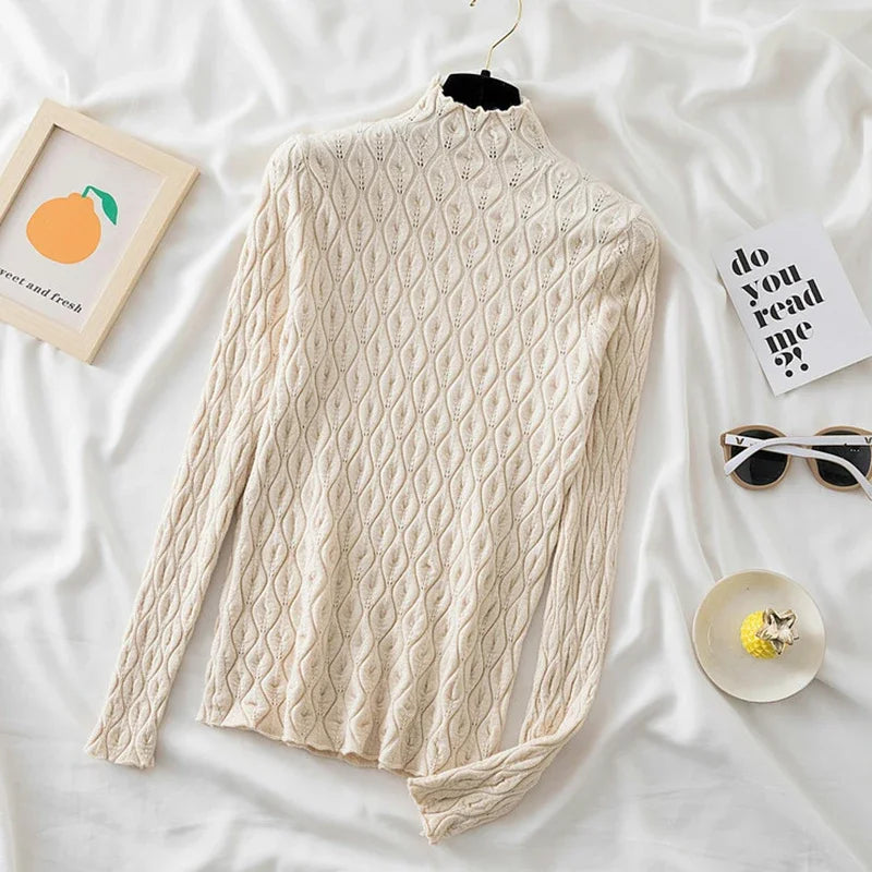 AOSSVIAO 2025 Turtleneck Women Sweaters Autumn Winter Warm Pullover Slim Tops Knitted Sweater Jumper Soft Pull Female