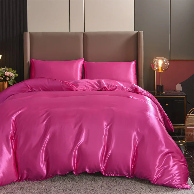 3pcs Satin Duvet Cover Set Bedding Sets Queen Black  Series Luxury Rich Silk Silky Soft Solid   Sexy Honeymoon Wrinkle Free
