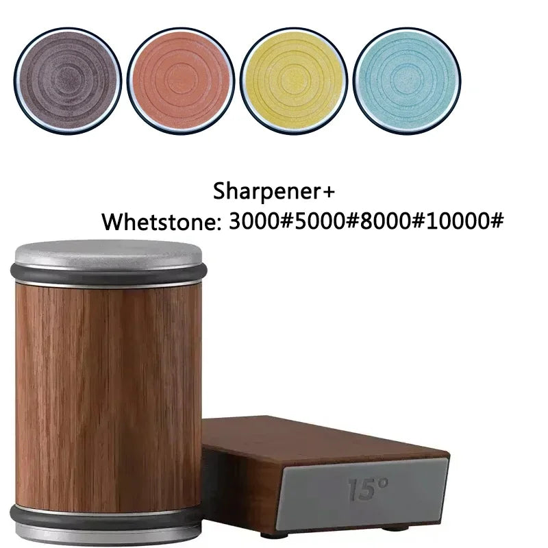 Rolling Knife Sharpener sapele Magnetic Holder Whetstone Sharpening Stone Kit 15 and 20 Degrees Angle Roller Kitchen Accessory