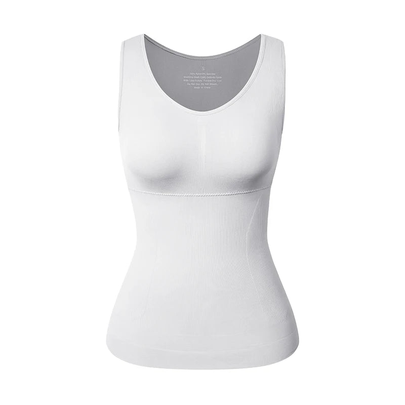 Women Cami Shaper with Built in Bra Tummy Control Camisole Tank Top Underskirts Shapewear Slimming Body Shaper Compression Vest