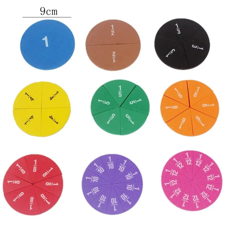 51Pcs Magnetic Fraction Tiles Circles Math Disc Toy Manipulatives Vibrant Colors Premium Teaching Aids Fractions Rulers Tools