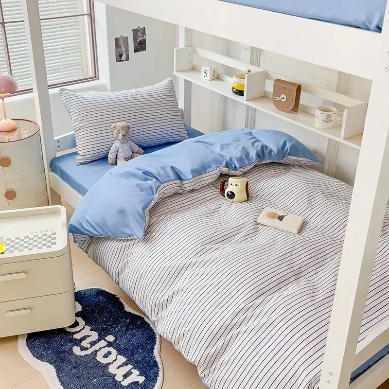 3pcs washed comforter Set for Bedroom Apartment Student dormitory Simple popular multi-size (1pcQuilt cover +2pcs pillowcase)