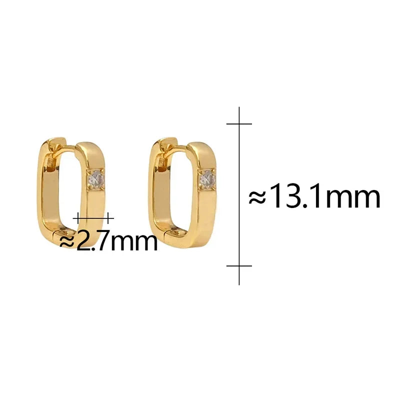 Real 925 Sterling Silver Zircon Square Hoop Earrings for Women Minimalist Fine Jewelry Trendy Geometric Accessories