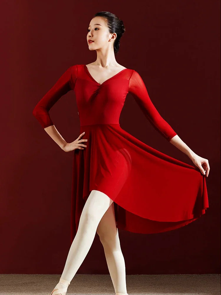 Ballet Dress Classic Dance Costume Long Lyrical Contemporary Dress Lace Ballerina Dancewear Dance Clothes Women Dress Skirt