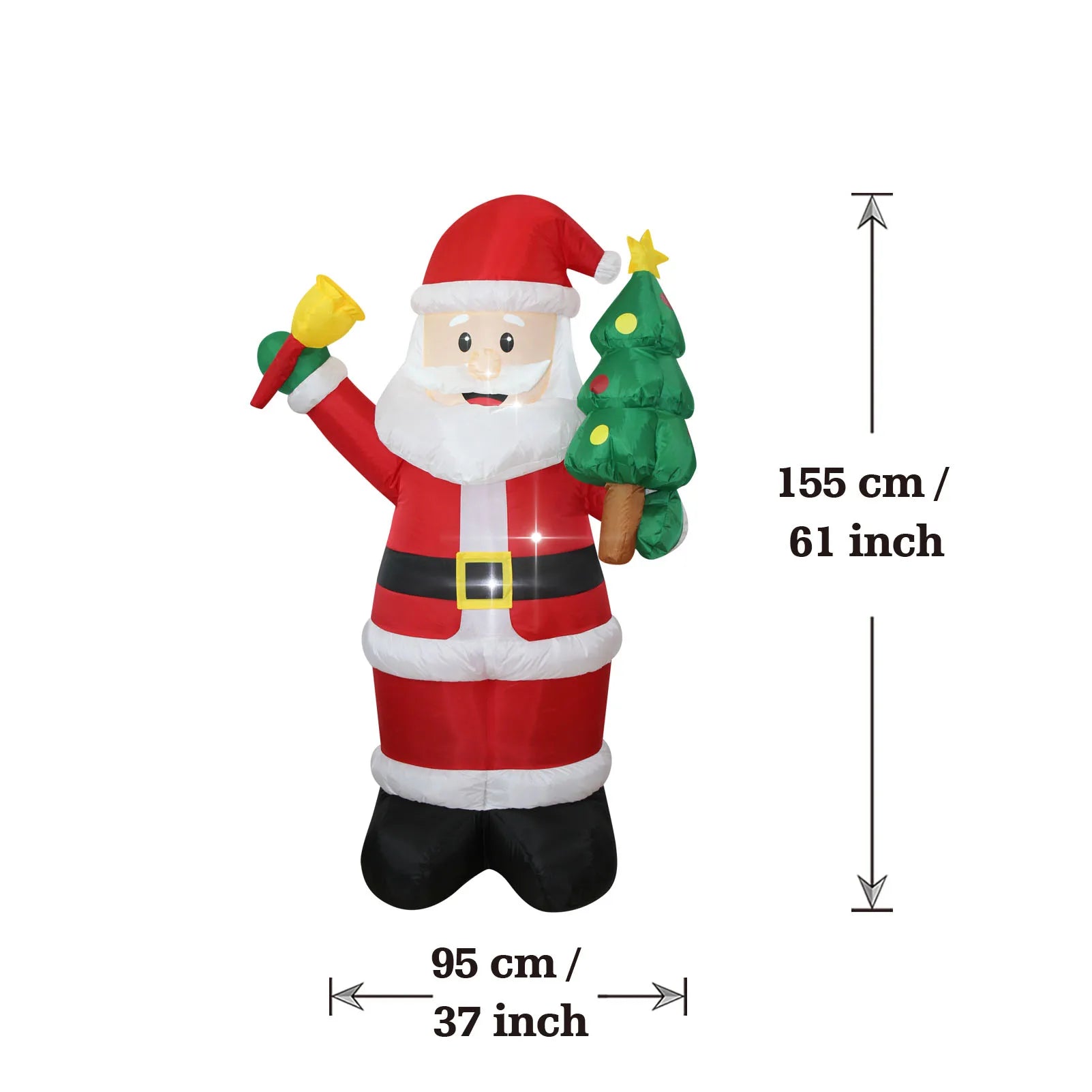 1.5m Christmas Inflatable Santa with Tree LED Lighted Blow Up Outdoor Yard Lawn Decoration for Home Garden Winter Holiday Party