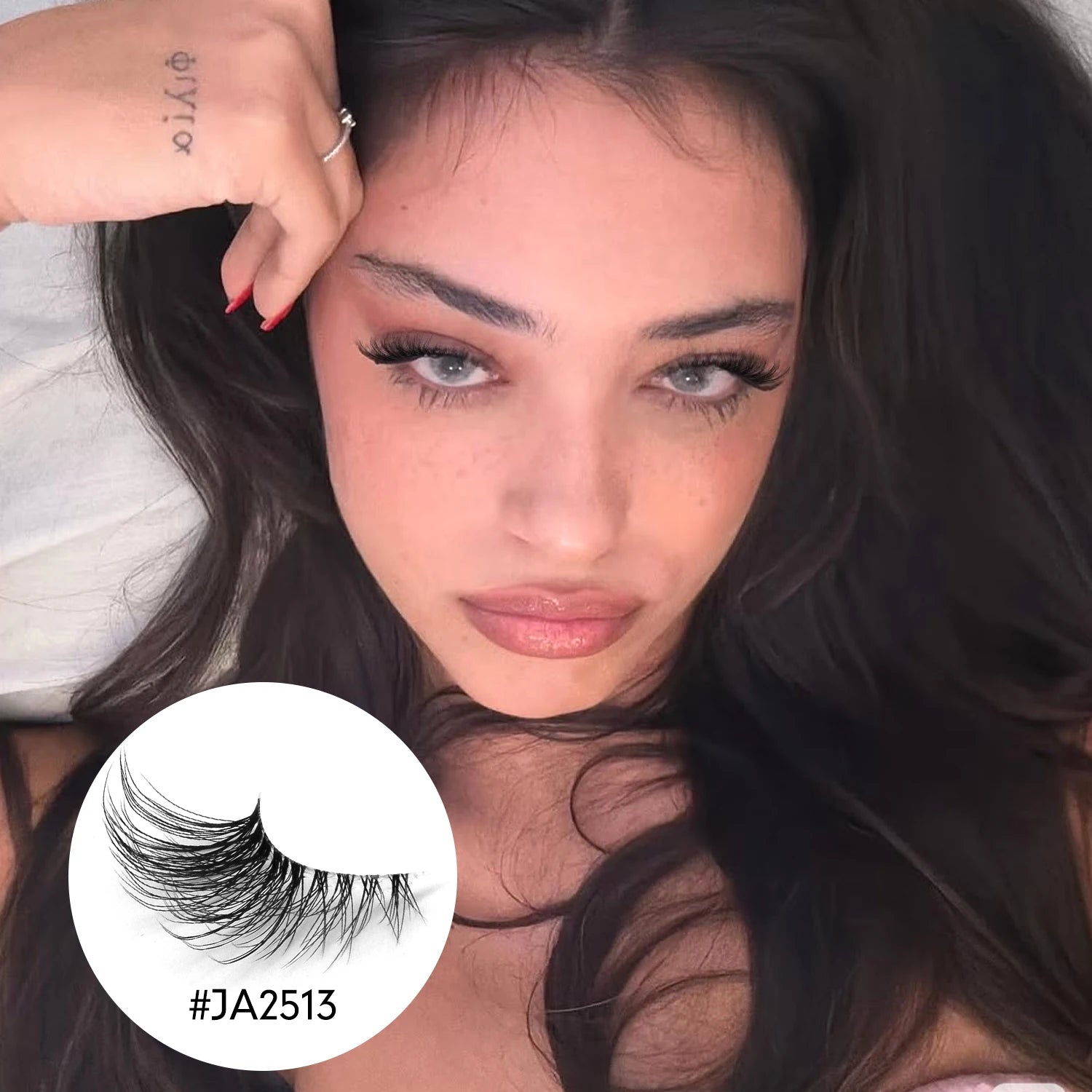 GROINNEYA Two Boxs Half Eyelashes Natural Fluffy Cat Eye Lashes Soft Wispy Faux Mink Lashes Winged End Eye Elongated Eyelashes