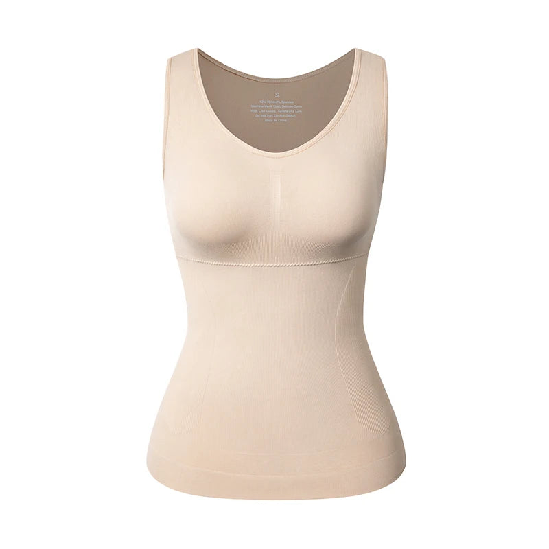 Women Cami Shaper with Built in Bra Tummy Control Camisole Tank Top Underskirts Shapewear Slimming Body Shaper Compression Vest