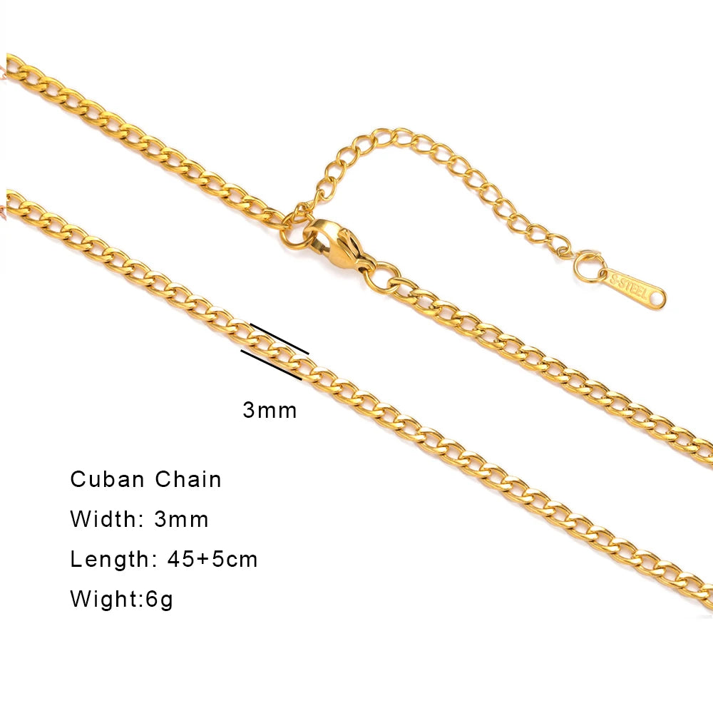 Skyrim Stainless Steel Gold Color Chain Necklace Women Minimalist Cuban Paperclip Twisted Snake Chain Fashion Jewelry Wholesale