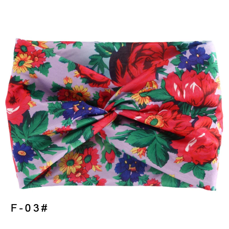 Printed Wide Elastic Headband Pilates Yoga  Running Cycling Hairband Turban Makeup Hair Hoop Makeup Headwrap for Women Girl