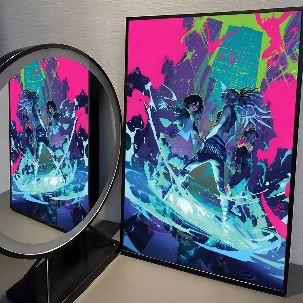 Demon H-Hunters kpop new group Poster HD home decor sticky wall waterproof home living room bar aesthetic decor