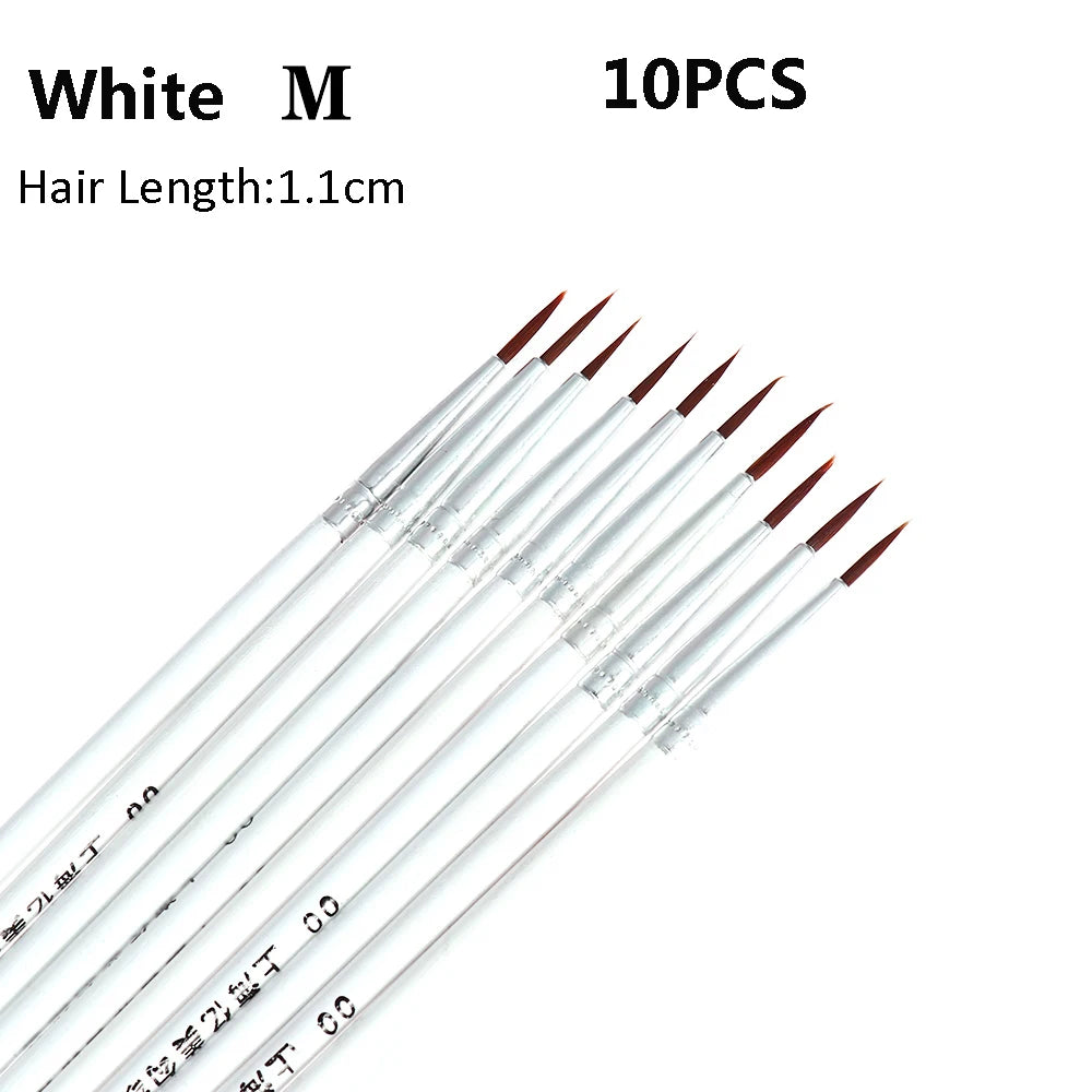 10Pcs Fine Hand Painted Thin Hook Line Pen Drawing Art Pen Nylon Brush Makeup Eyeliner Pen Detail Brush Cosmetics Art Supplies